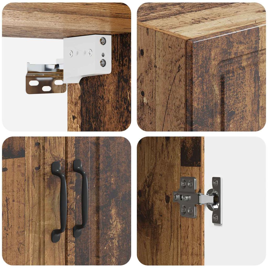 Wall Mounted Cabinet in Reclaimed Wood Style 66 x 34.5 x 90 cm Engineered Wood