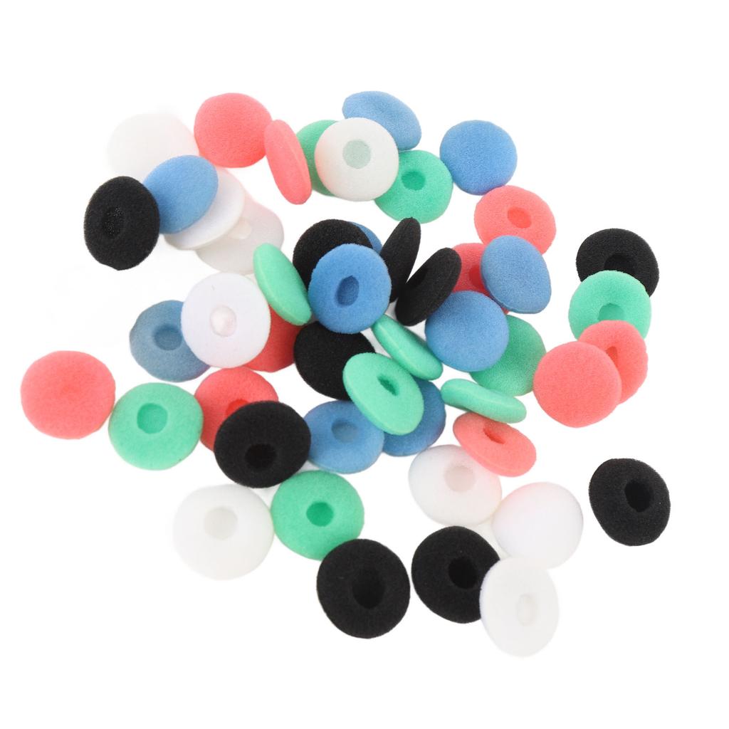 50pcs Earbud Sponge Cover Black White Red Blue Green 15mm Noise Isolation Sponge Earbud Tip for MP3 MP4 Tablet Earphone