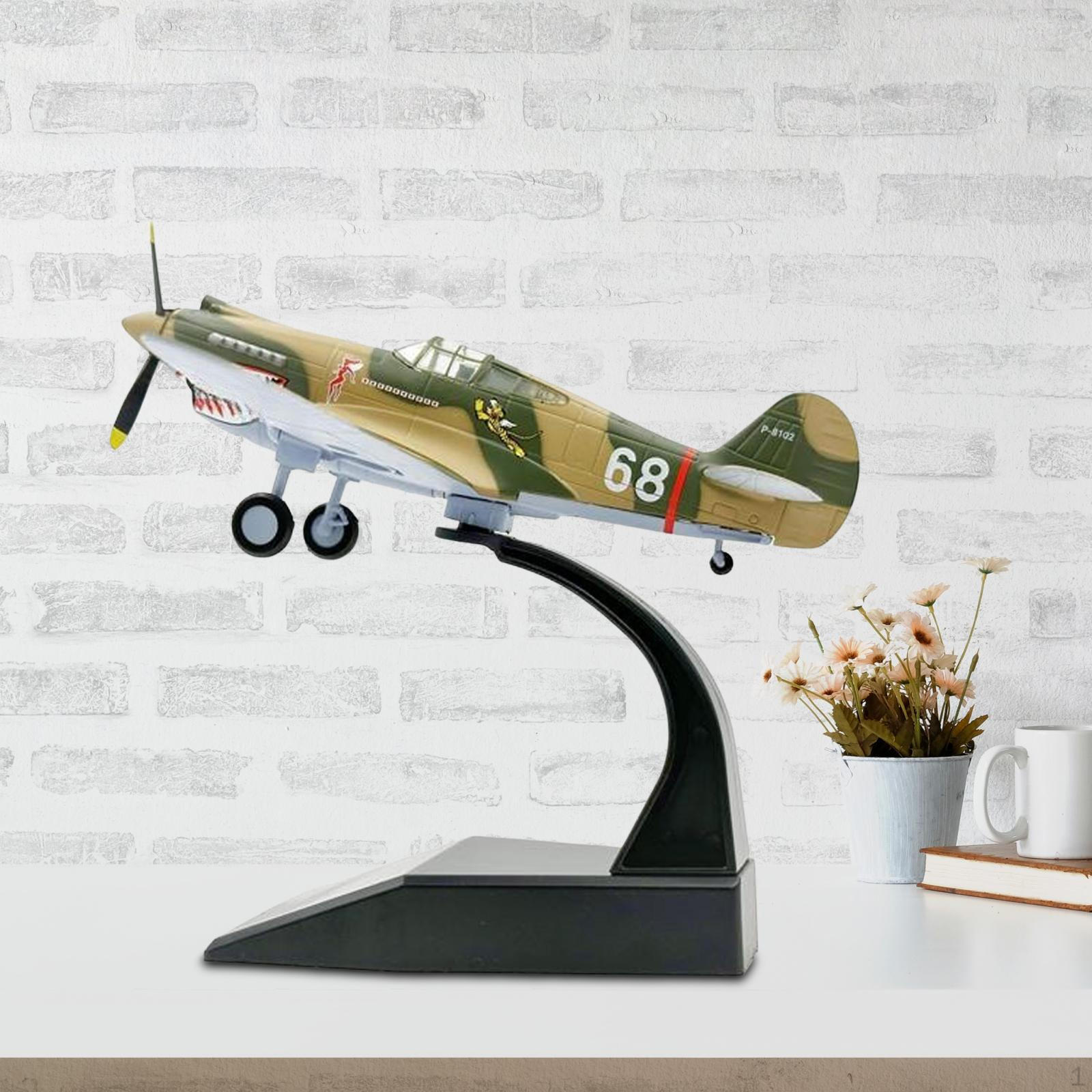 1:72 Scale Plane Model P40 Collection Ornament Alloy Diecast Souvenir with Display Base Fighter