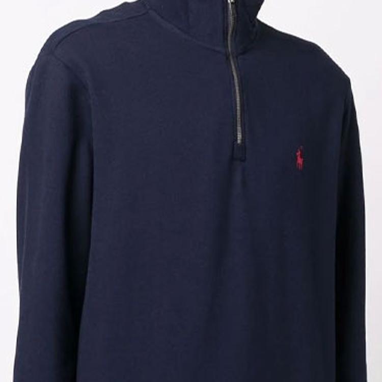 Polo Ralph Lauren Embroidered Pattern Long Sleeve Zip Fleece Hoodie Men Hoodies Blue 710849720-003