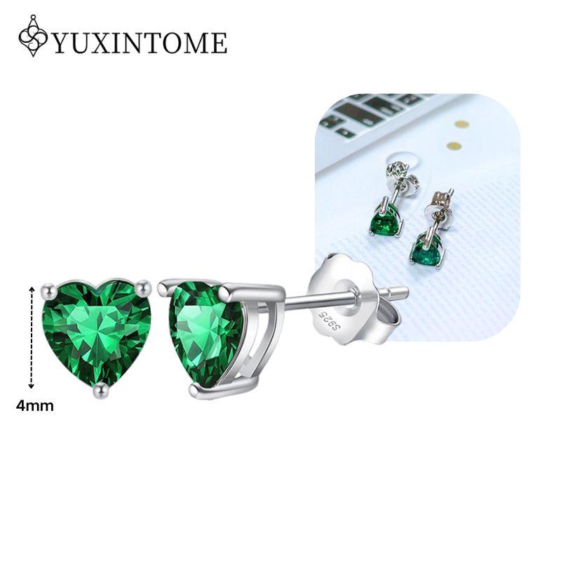Turquoise 925 Silver Ear Needle Green Zircon vintage emerald Heart/Flower Pendant Hoop Earrings Fashion party Jewelry
