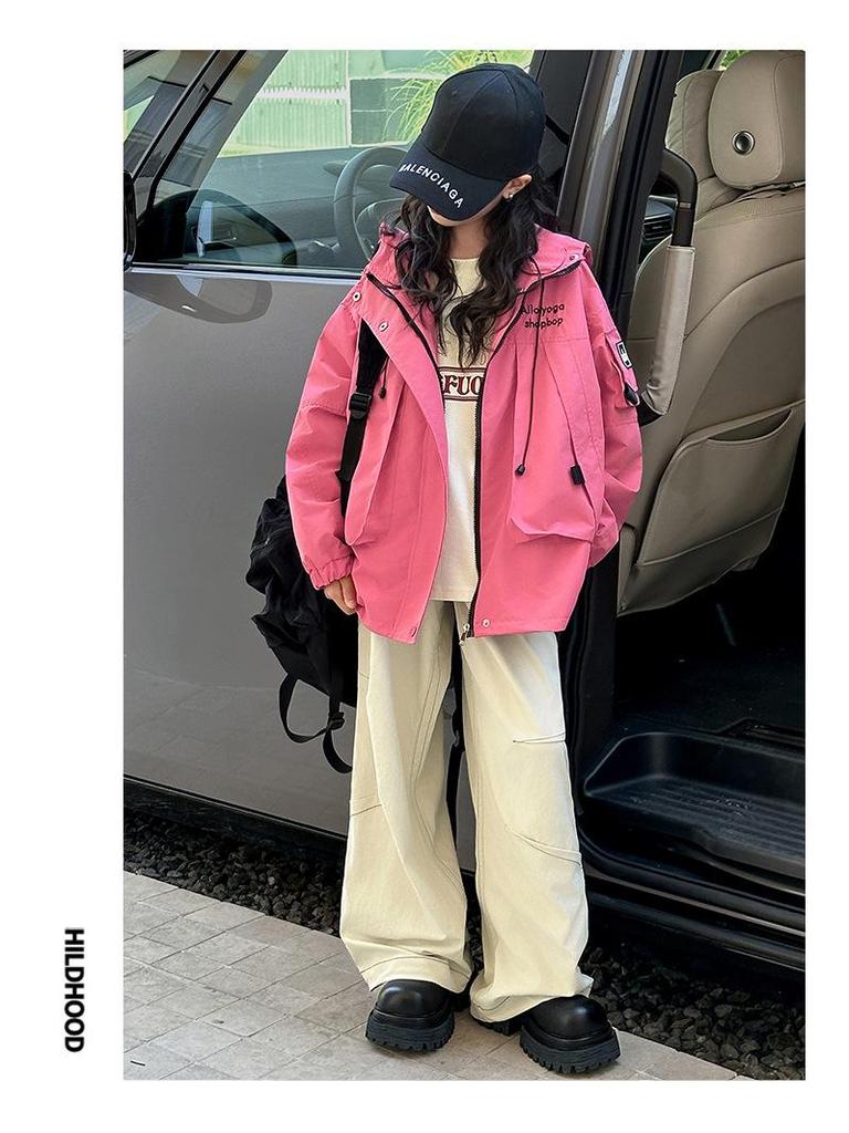 Girls' Hooded Windbreaker 2025: Casual Workwear Jacket for Spring & Autumn