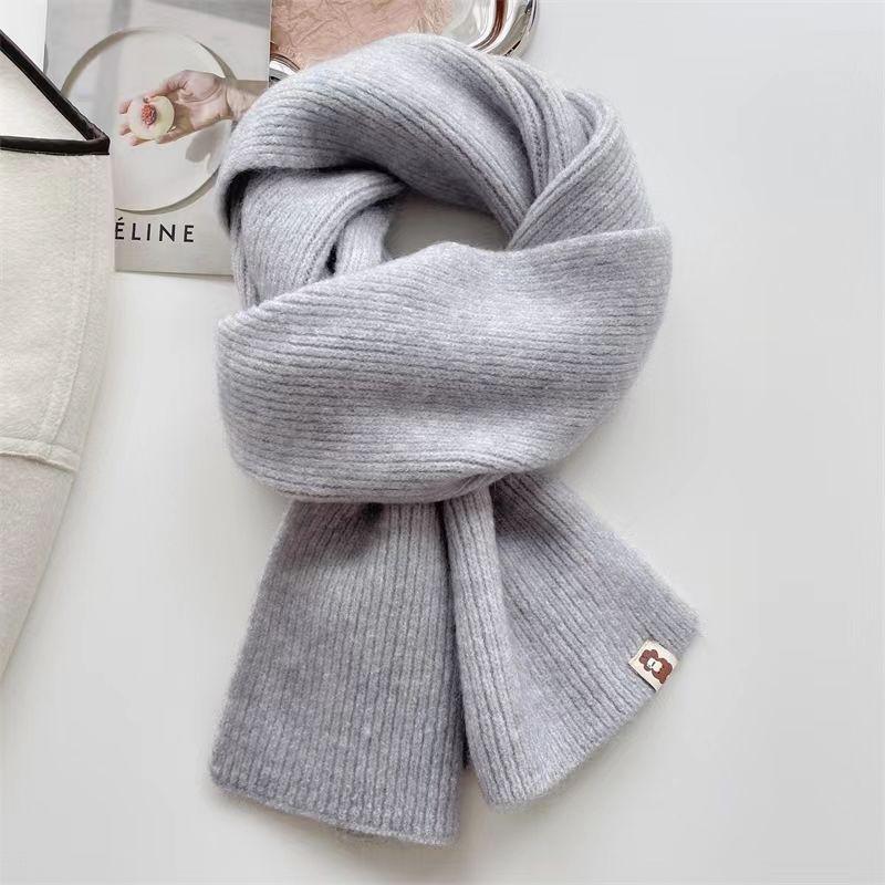 Winter Knitted Scarf Women Thick Warm Scarves Hand Made Scarves Ins Solid Color