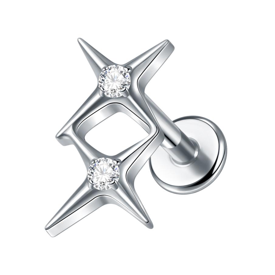 1Pc G23 Titanium Cz Crystal Ear Cartilage Tragus Helix Daith Piercing Internal Thread Lip Stud Labret Piercing Body Jewelry 16G