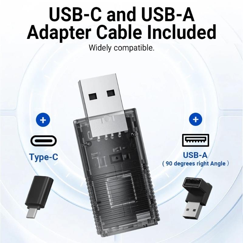 2-in-1 Mini Wireless CarPlay Adapter and Android Auto Wireless Adapter, Seamless Connection, Plug and Play