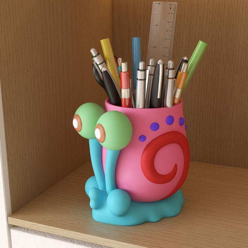 Large Capacity Makeup Brush Holder Snail Pen Container Funny Pen Holder School Supplies