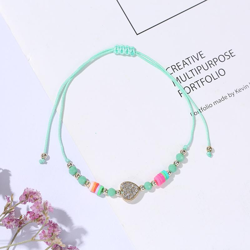 Couple Lovers Beaded Crystal Heart Rope Bracelets Sweet Girls Red Black String Bracelets Gift For Friends Women Wedding Jewelry