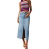 Women Long Jean Skirts Stretch Denim Midi Bodycon Skirt
