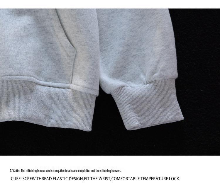 American Vintage Cartoon Embroidered Short-Sleeve Hooded Sweatshirt - Loose Fit for Spring and Autumn