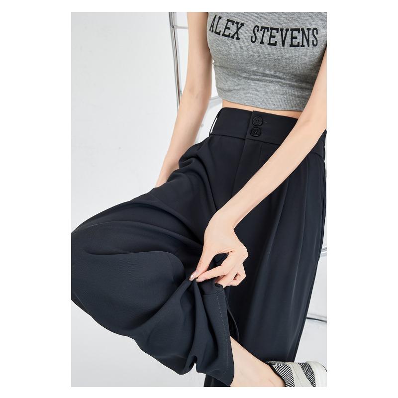 Suit Pants for For Women In Warm Season and Summer New Style Draped Straight-leg Casual Trousers for Small Ice Silk Wide-leg Pants