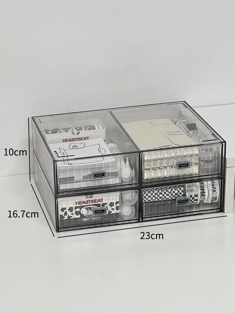 Desktop Storage Box Organizer Drawer-type Transparent Dormitory Study Table Stationery Storage Box Acrylic Desk Pen Book Rack