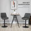 Bar Stool Kitchen Stool Designer Stool, Height-Adjustable, with Footrest, 51 cm x 59 cm x 117 cm, Dark Gray + Black