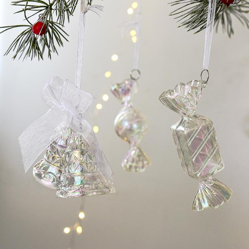1Pcs Christmas Pendants Decoration Glitter Xmas Tree Snowflake Elk Candy Hanging Ornaments For Home New Year 2023 Navidad Gifts