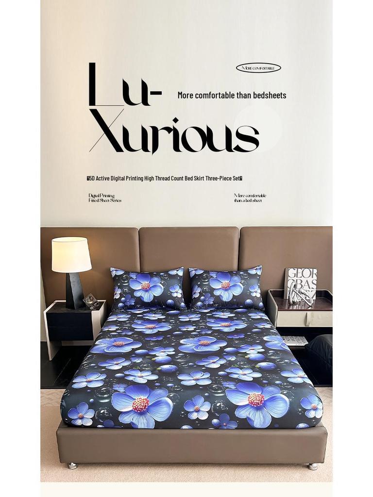 Cyfrowy nadruk kwiatowy 5D Zestaw poszewek na kołdrę z poszewkami na poduszki i prześcieradłem (Wielu rozmiarów)
