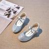 Children's High Heels Fashion Spring Autumn Girls' Single Shoes Little Girls gold silver Non-Slip Shoes Host Performance Shoes