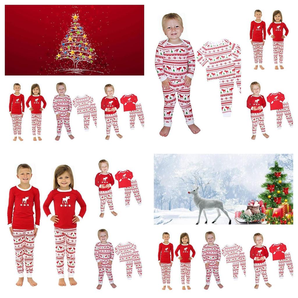 European And American Printed Christmas Home Clothing Suit For Parents And Children