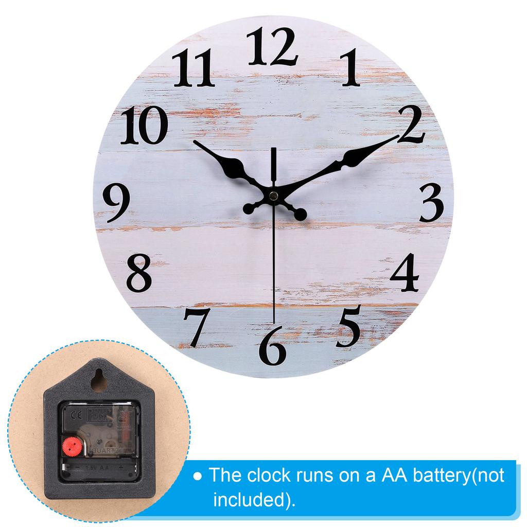 10 Inch Wooden Wall Clock Quartz Silent Non-Ticking Round Wall Clocks Retro Decoration For Home Living Room Bedroom Bathroom