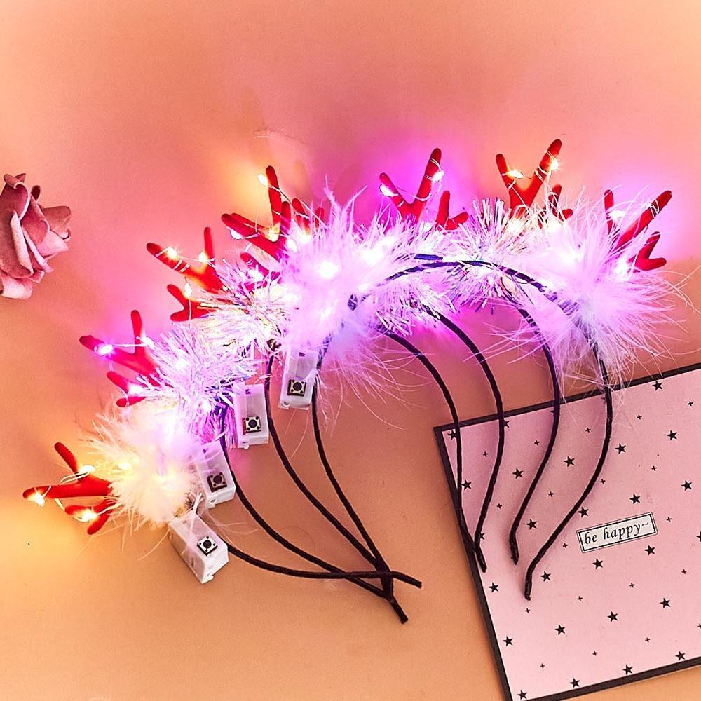 

Plush Funny Luminous Cosplay Christmas Headbands Elk Antler Women Hair Hoops Korean Style Hairbands