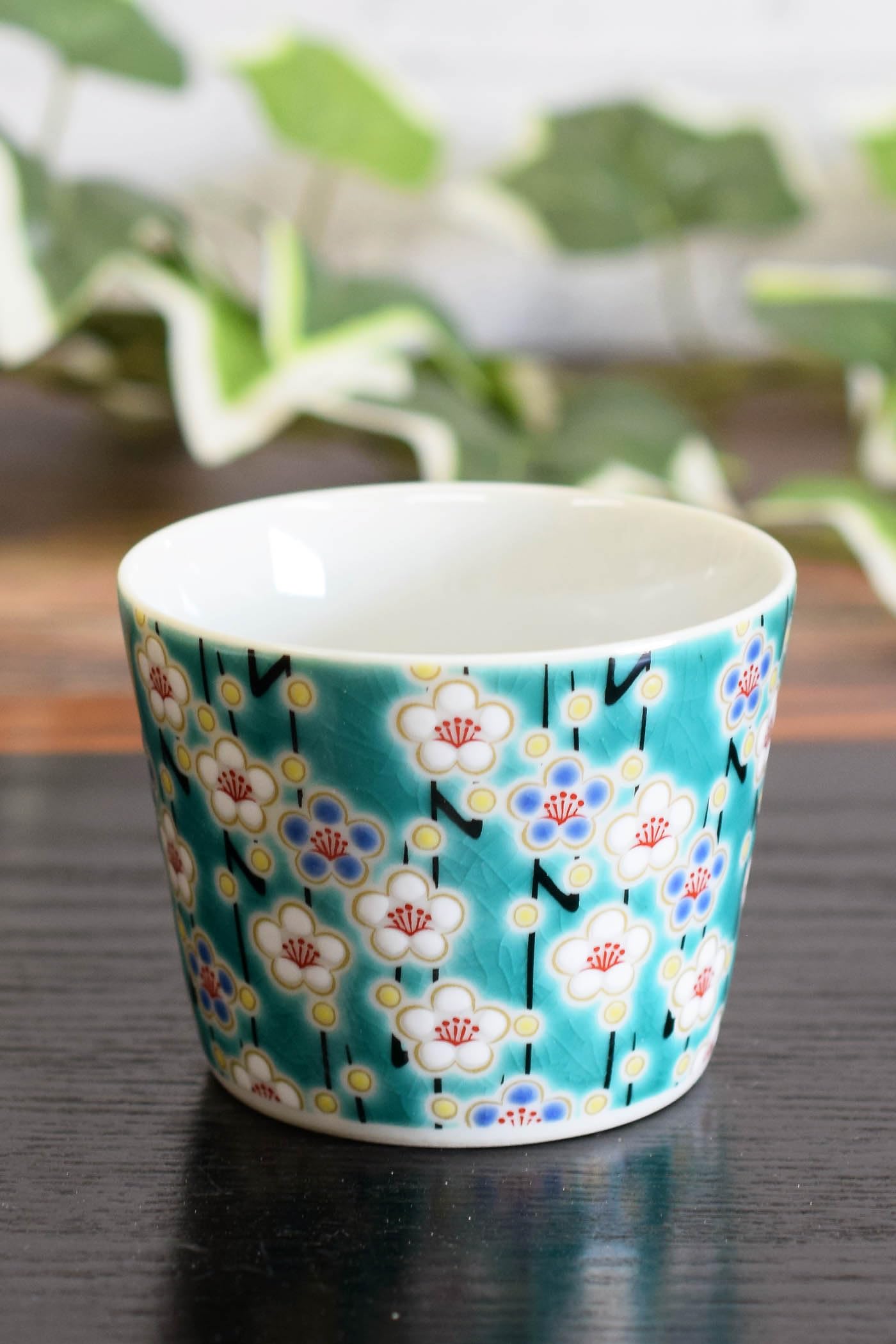 

Waza no Kura Stylish Kutani Ware Soba Choko (Soba Cup) with Plum Blossom Design, High-Quality Ceramic, Made in Japan