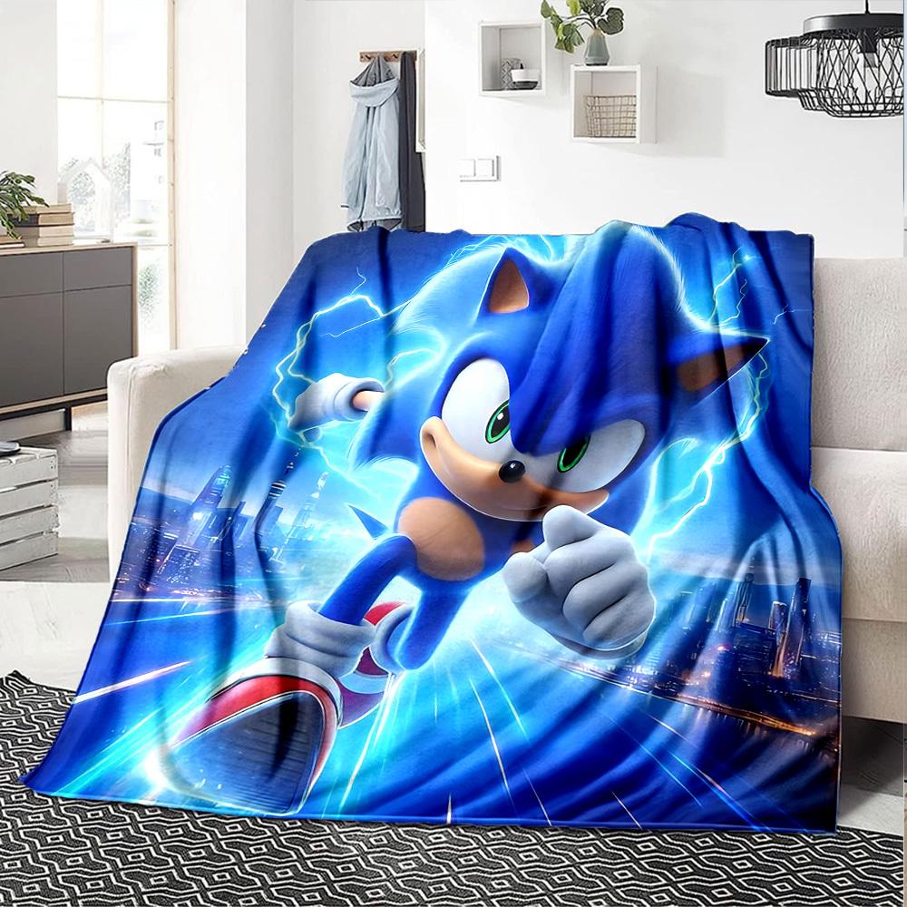 1 st Sonic The Hedgehog filt Lätt Flanellpläd för Soffa Säng Resa Camping Vardagsrum Kontor Soffa Stol