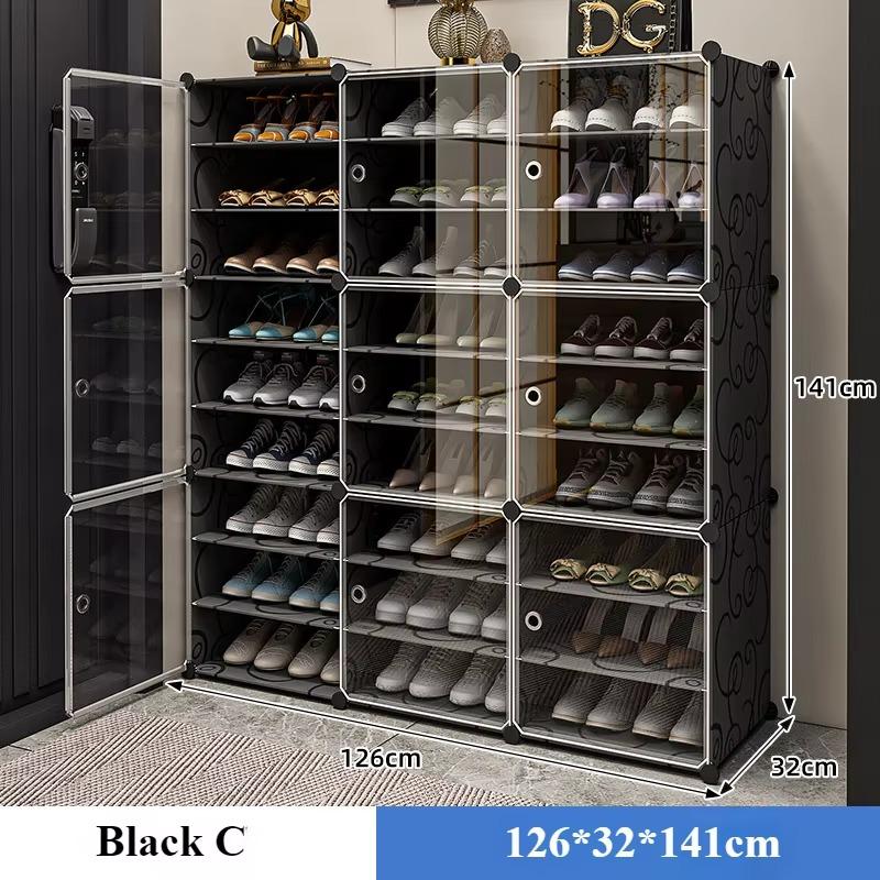 Shoe Rack Dustproof Stackable Shoe Shelf Multilayer Detachable Big Capacity Storage Racks Transparent Entrance Storage Shelves