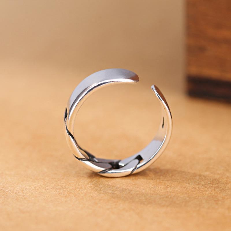 925 Sterling Silver Rings for Women Couple Minimalist Handmade Simple Retro Chain Ring Party Jewelry Gift Prevent Allergy