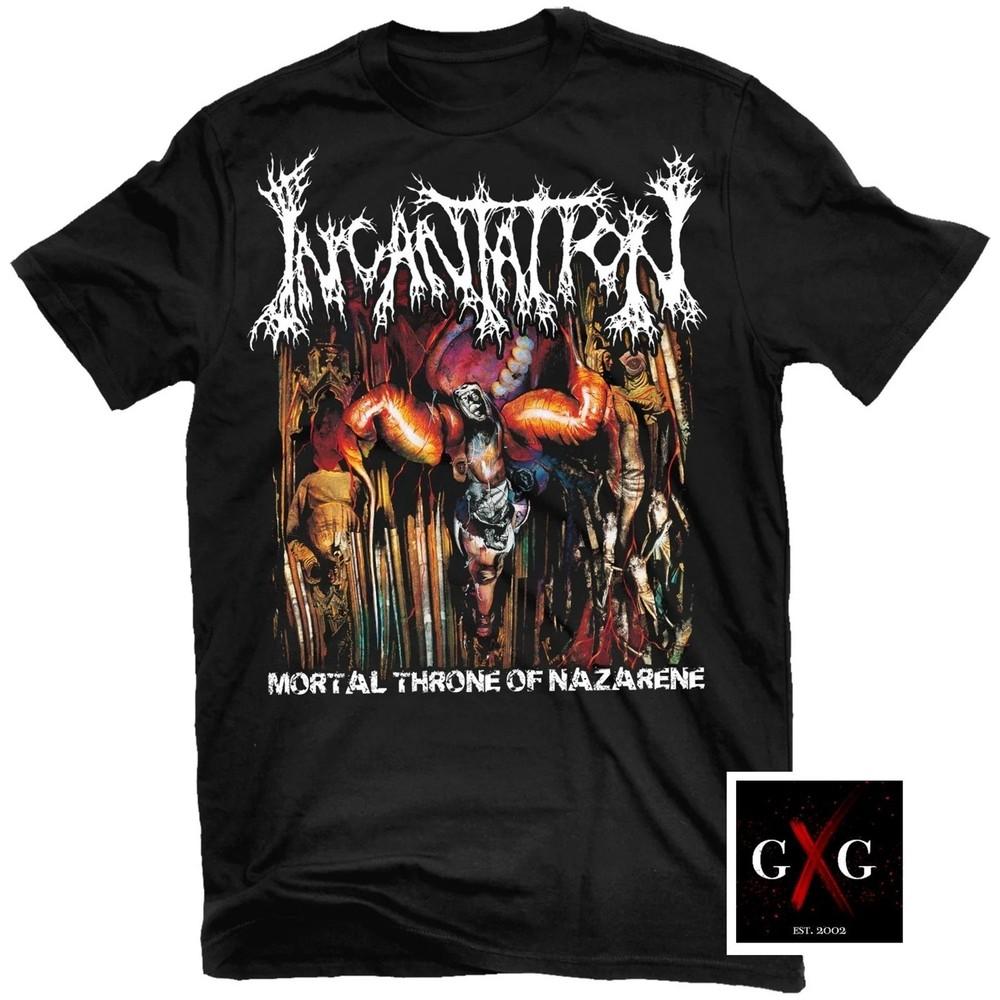 INCANTATION cd cvr MORTAL THRONE OF NAZARENE Официальная Футболка XL Новая дьявольская Унисекс Футболка XXXXL