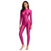 S-3XL Damen Ganzkörper Rash Guard Badeanzug Stehkragen Langarm Lange Hosen Glänzender Jumpsuit für Surfen Tauchen Wassersport