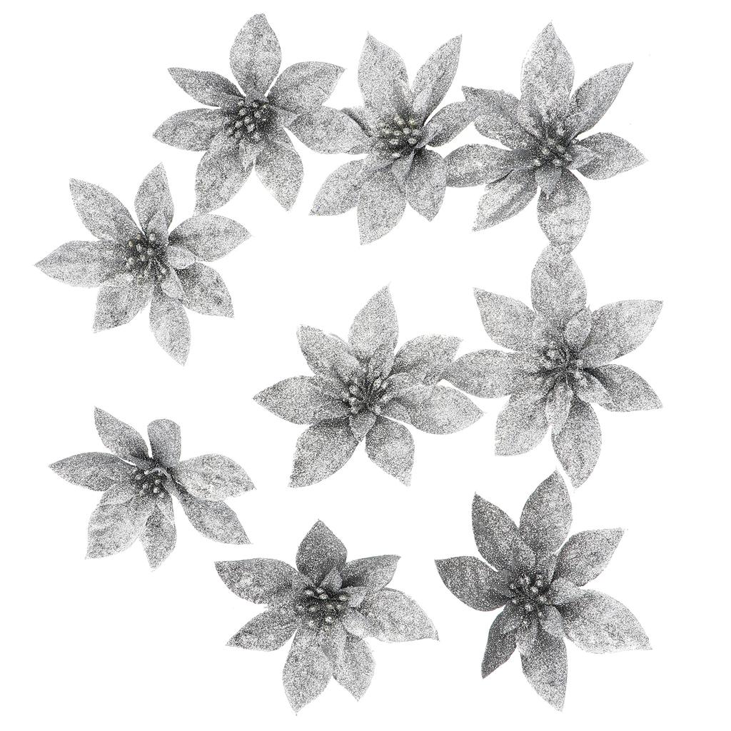 9pcs Christmas Flower Decoration Artificial Xmas Tree Ornament Festive Party Decor Home Office Bar Holiday Event Simulation