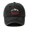 Vintage Distressed Black No Virus In the Mountains Slogan Print Baseball Cap Ideal for Outdoor Activities Fishing Hand Wash