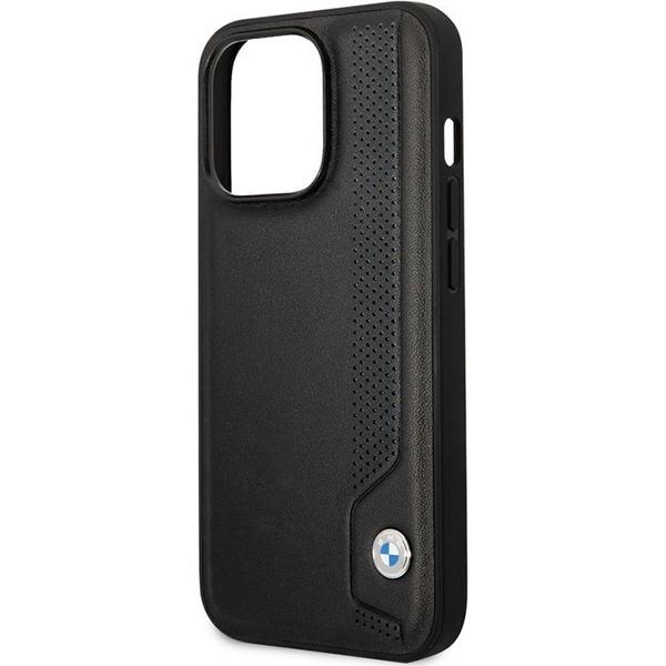 Pouzdro pro iPhone 14 Pro Max BMW Hardcase Kožené Černé