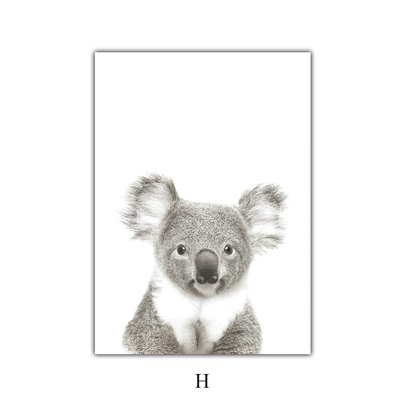 Babyzimmer-Tier-Wandposter, Zoo-Elefant, nordischer Stil, Kinderzimmer-Wand-Kunstdrucke an der Wand, Poster, Leinwand-Bild, Dekor-Wandbild