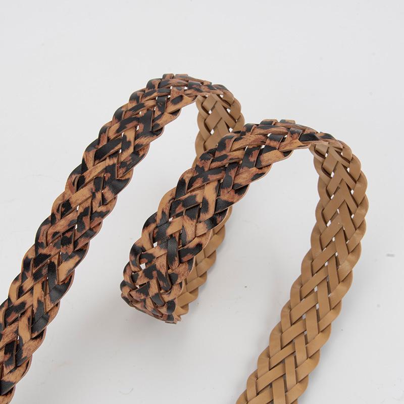 European and American Retro Leopard Skin Braided Belt for Women Silver Buckle Personalized Dress Accessories Hot Girl Decorative Belt for Women