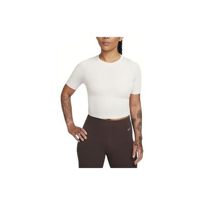 T-shirt à manches courtes Zenvy côtelé uni avec logo pour femme Hauts Blanc cassé FN7467-104