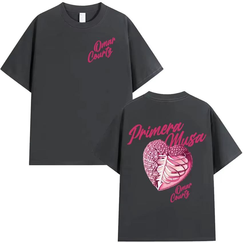 Rapper Omar Courtz Primera Musa 2026 Heart Graphic Tshirt Mens Clothing Hip Hop T Shirt Summer Top Tshirts Streetwear