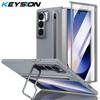 KEYSION with Touch Pen Case for Samsung Galaxy Z Fold 6 5 5G Hard PC Kickstand Phone Cover With Tempered Glass Screen Protector