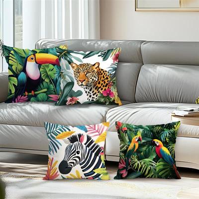 Home Decor Exotic Jungle Animals Pattern Throw Pillow Pattern Cushion Cover Suitable for Sofa Bedroom Car Pillow Cover