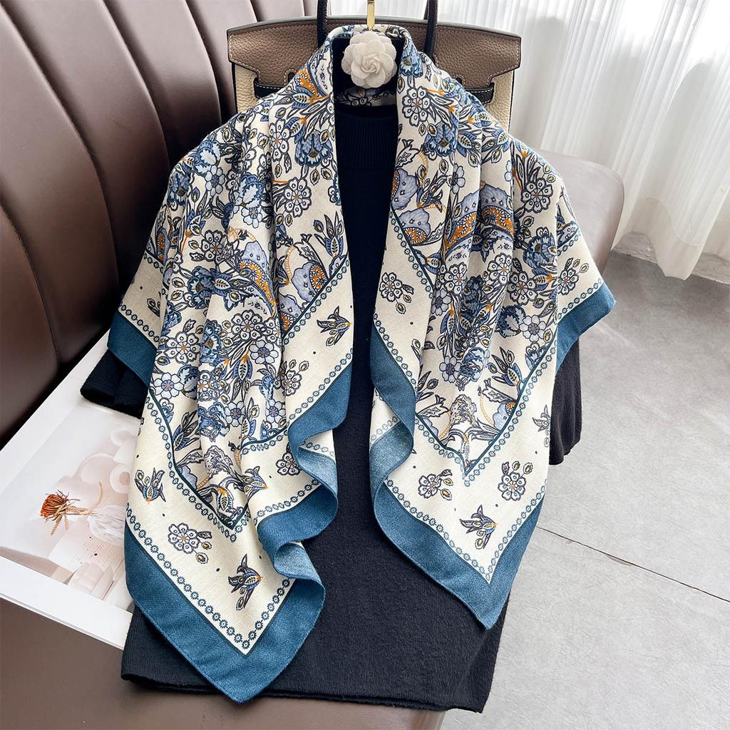90*90Cm Retro Printed Square Scarf Women Imitation Silk Scarves Bandanas Summer Travel Shawl Wraps Elegant Hijab Neckerchief