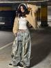 Unisex Distressed Wide-Leg Embroidered Jeans - Floor Length Trendy Style