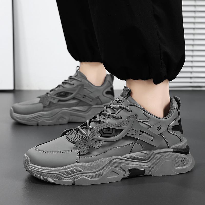 New Men Platform Sneakers Fashion Mesh Breathable Lace Up Chunky Shoes Trainers Trendy Sport Dad Shoes