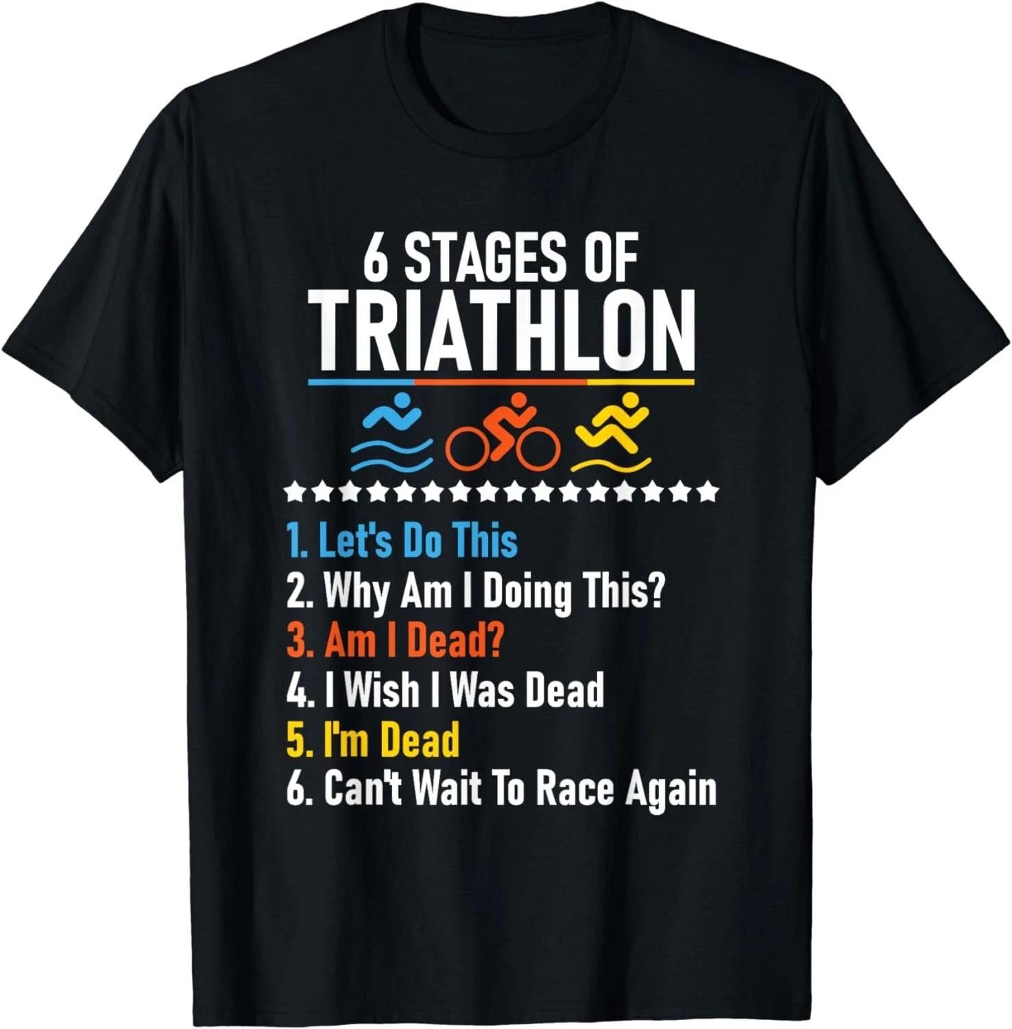 6 Stages Of Triathlon - Athlete Running Swimming Bicycling Gift Unisex T-Shirt L