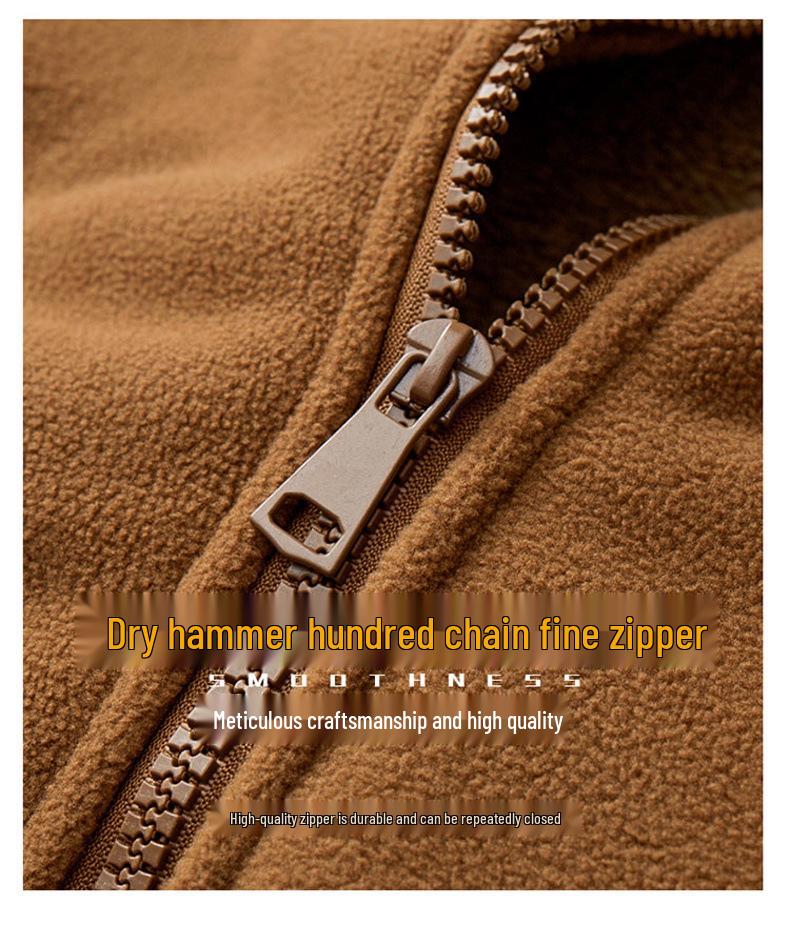 2025 Men's Stand Collar Fleece Jacket for Autumn/Winter - Solid Color, Extra Warmth, Ideal for Middle-aged and Elderly