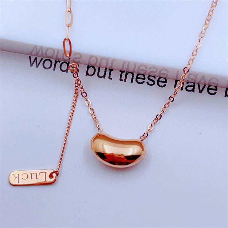 Exquisite Pure Russian 585 Purple Gold Necklace Women S Rose Gold Plated Exquisite Acacia Bean Fashion Colored Gold Collarbone Chain 45+5cm