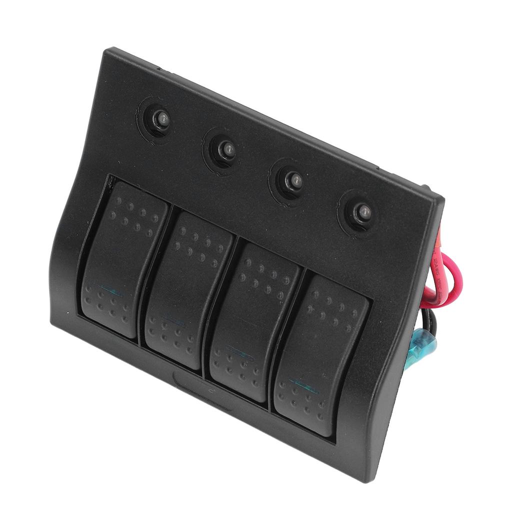 Rocker Switch Panel 12V 24V 4 Gang LED Plastic IP68 Waterproof Overload Protector 2x10A 2x15A for