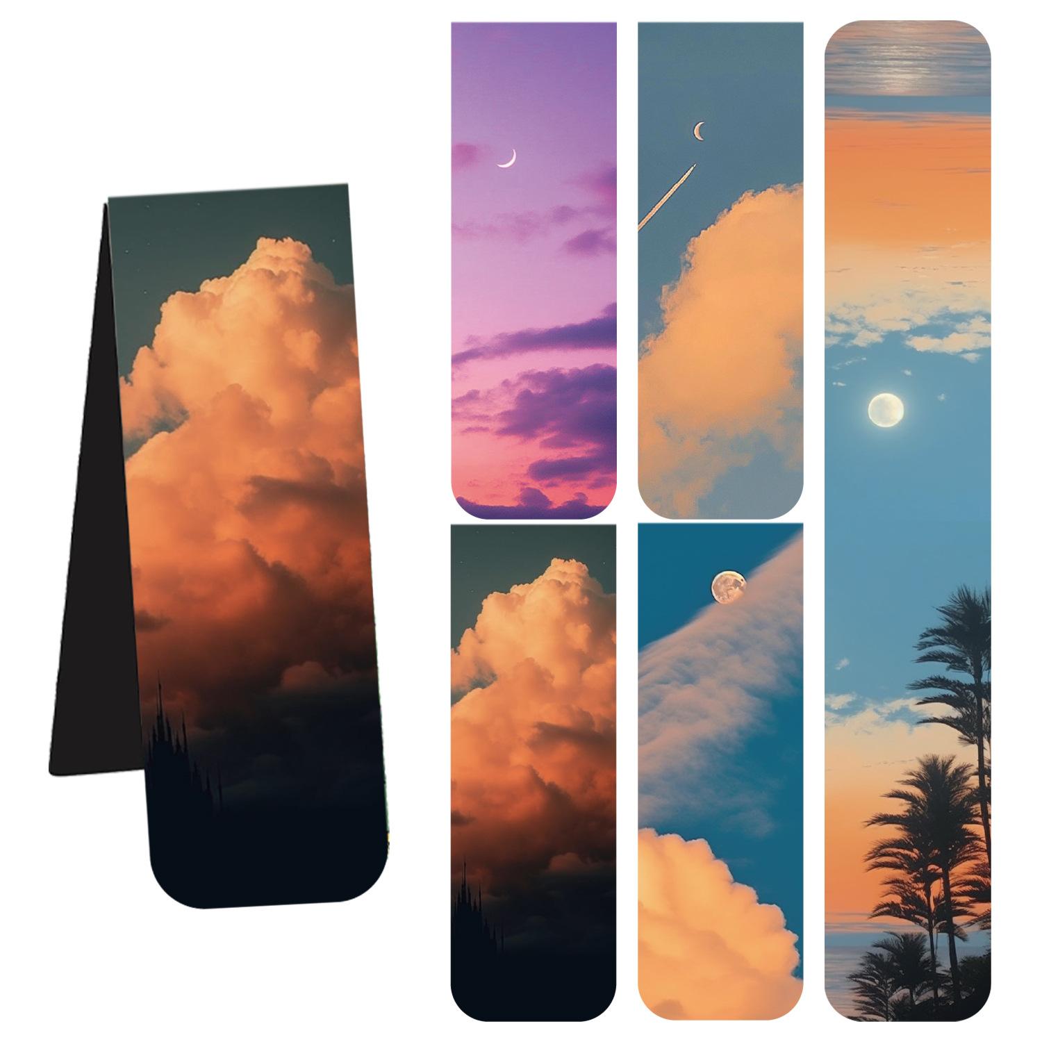 

2-5 шт./набор закладок Simplicity для детей, ночное небо, океан, пейзаж, книжные закладки, магнитные закладки для книг, школьные принадлежности 5pcs