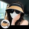 Foldable Lafite Sun Protection Hat Bicycle Face Covering Straw Hat Big Brim Sun Protection Tanning Glue Empty Top Hat
