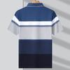 Striped Real Pocket Short-Sleeved Lapel T-Shirt, Father Dress Casual Polo Shirt Breathable Top Men