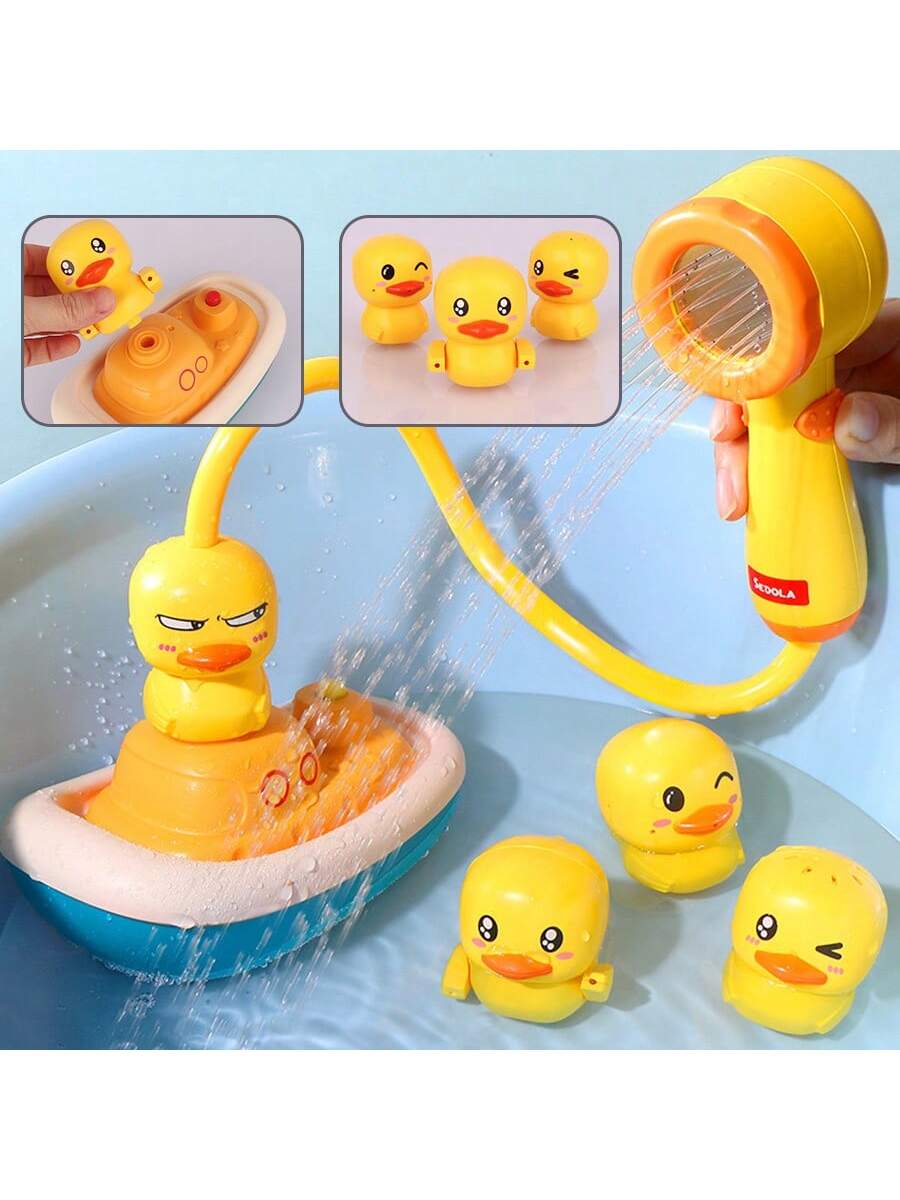 

1PCS Duckling Showerhead Electric Water Play Boat Novel and Funny Fancy Water Spray Bathroom Bathing Bath Soothing Children s To