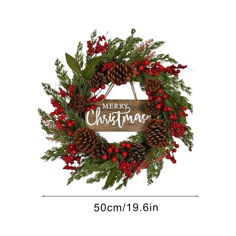 Christmas Wreath Outdoor Artificial 19.6 Inch Party Supplies With Berries Christmas Red Berry Wreath For Daily Holiday Birthday