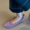 Fashion Women Flats Solid Color Mesh Breathable Sneakers Women Soft Bottom Knit Ballet Loafers Shoes Casual Slip on Boat Shoes for Women